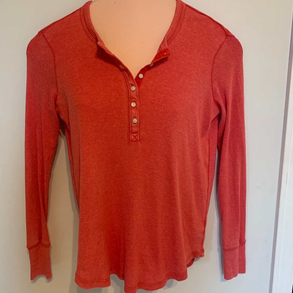 Ribbed Henley Long Sleeve Shirt